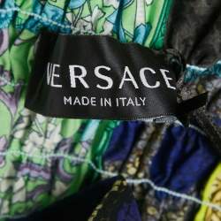 Pre Owned Versace Kids Green Barocco Print Cotton Shirring Dress 8Yrs 