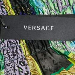 Pre Owned Versace Kids Green Barocco Print Cotton Shirring Dress 8Yrs 