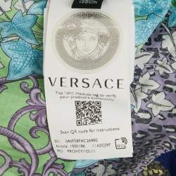 Pre Owned Versace Kids Green Barocco Print Cotton Shirring Dress 8Yrs 