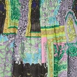 Pre Owned Versace Kids Green Barocco Print Cotton Shirring Dress 8Yrs 