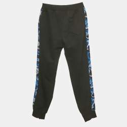 Pre Owned Versace Kids Black Side Print Cotton Jogger Pants 10Yrs