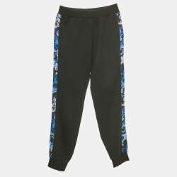 Pre Owned Versace Kids Black Side Print Cotton Jogger Pants 10Yrs