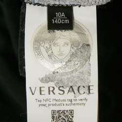 Pre Owned Versace Kids Black Side Print Cotton Jogger Pants 10Yrs