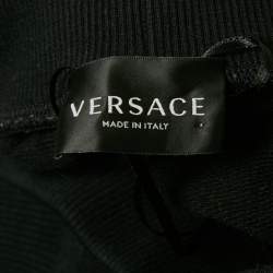 Pre Owned Versace Kids Black Side Print Cotton Jogger Pants 10Yrs