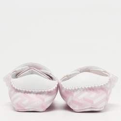 Pre Owned Versace La Greca Size 16 Pink/White Leather Sneakers