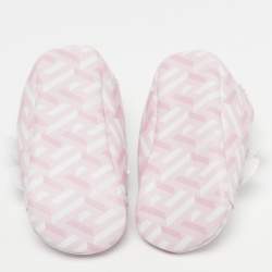 Pre Owned Versace La Greca Size 16 Pink/White Leather Sneakers