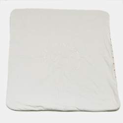 Pre Owned Young Versace White Medusa Print Cotton Baby Blanket 