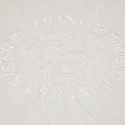 Pre Owned Young Versace White Medusa Print Cotton Baby Blanket 