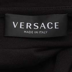 Pre Owned Versace Kids Black Logo Embroidered Cotton T-Shirt 12 Yrs