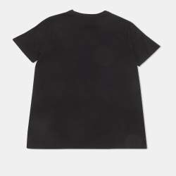 Pre Owned Versace Kids Black Logo Embroidered Cotton T-Shirt 12 Yrs