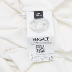 مملوكة مسبقًا تي شيرت فيرساتشي أطفال أبيض بياقة دائرية قطنية بطبعة ميدوسا 14 سنة