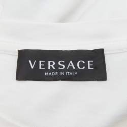 مملوكة مسبقًا تي شيرت فيرساتشي أطفال أبيض بياقة دائرية قطنية بطبعة ميدوسا 14 سنة