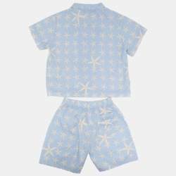 Pre Owned Versace Kids Blue Star Print Cotton Set 36M