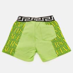 مملوكة مسبقًا Versace Kids Green Logo Print Fleece Shorts 6/9M 
