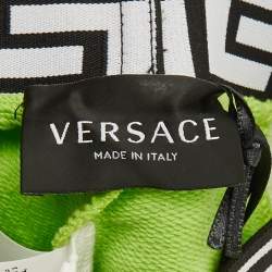 مملوكة مسبقًا Versace Kids Green Logo Print Fleece Shorts 6/9M 
