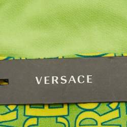 مملوكة مسبقًا Versace Kids Green Logo Print Fleece Shorts 6/9M 