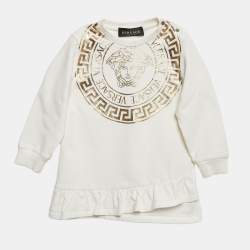 Versace Kids White Medusa Print Cotton Knit Dress 18-24 M
