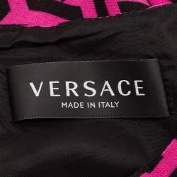 Versace Kids Pink La Greca Print Crepe Short Sleeve Dress 4 Yrs