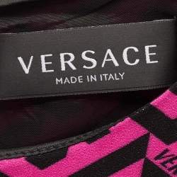 Versace Kids Pink La Greca Print Crepe Short Sleeve Dress 4 Yrs