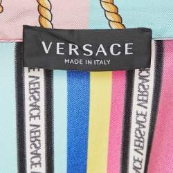 Pre Owned Versace Multicolor Ventagli Print Silk Shirt Dress 12 Yrs