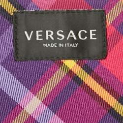 Pre Owned Versace Purple/Multicolor Plaid Cotton Blend Pleated Skirt 10 Yrs