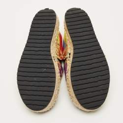 Pre Owned Versace Multicolor Barocco Goddess Canvas Slip On Espadrilles Size 31