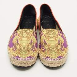 Pre Owned Versace Multicolor Barocco Goddess Canvas Slip On Espadrilles Size 31