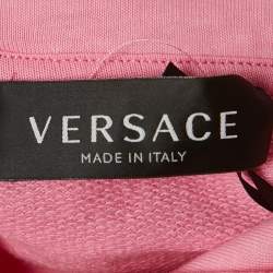 Pre Owned Versace Kids Pink Logo Embossed Cotton Hooded Dress 8Yrs