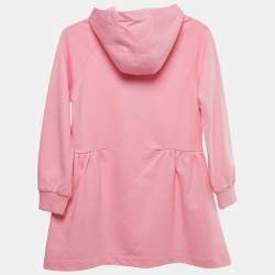 Pre Owned Versace Kids Pink Logo Embossed Cotton Hooded Dress 8Yrs