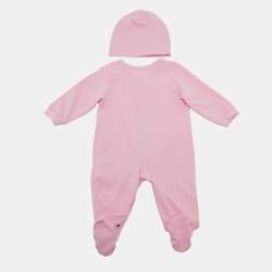 Pre Owned Versace Kids Pink Medusa Print Cotton Onesie Set 0-3M