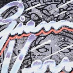 Pre Owned Versace Kids Black Signature Print Cotton T-Shirt 10Yrs