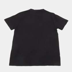 Pre Owned Versace Kids Black Signature Print Cotton T-Shirt 10Yrs