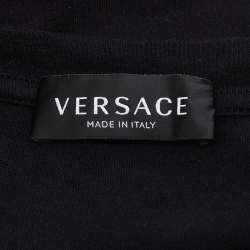 Pre Owned Versace Kids Black Signature Print Cotton T-Shirt 10Yrs