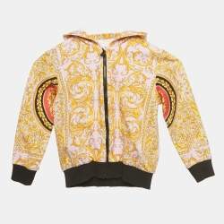 مملوكة مسبقًا Versace Pink Baroque Print Zip Hooded Jacket 3M