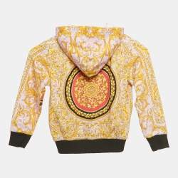 مملوكة مسبقًا Versace Pink Baroque Print Jersey Zip Hooded Jacket 3M