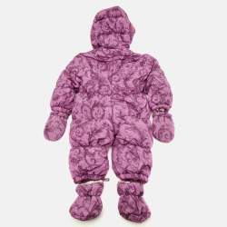 Pre Owned Young Versace Purple Borocco Print Puffer Jumpsuit Set 12M