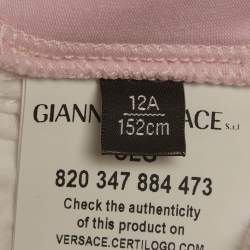 Pre Owned بنطال فيرساتشي كيدز رياضي قطن وردي مطرز بشعار 12 سنة