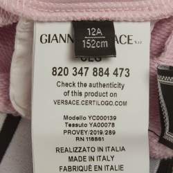 Pre Owned بنطال فيرساتشي كيدز رياضي قطن وردي مطرز بشعار 12 سنة