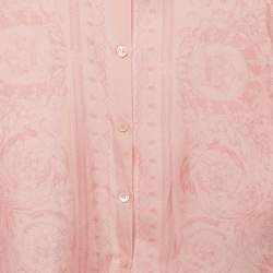 مملوكة مسبقًا Versace Pink Barocco Print Silk Shirt & Pleated Skirt Set 8/10 Yrs