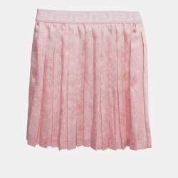 مملوكة مسبقًا Versace Pink Barocco Print Silk Shirt & Pleated Skirt Set 8/10 Yrs