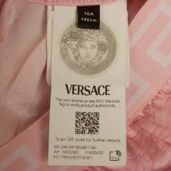 مملوكة مسبقًا Versace Pink Barocco Print Silk Shirt & Pleated Skirt Set 8/10 Yrs