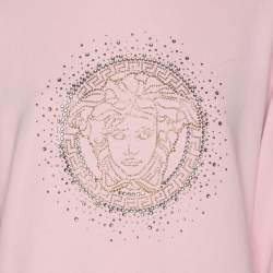 Pre Owned كنزة فيرساتشي تريكو وردي مزخرفة ميدوسا 14 سنة