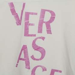 Pre Owned طقم جيرسيه وبليس وردي/أبيض مطبوع فيرساتشي 8 سنوات