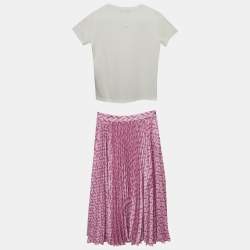 Pre Owned طقم جيرسيه وبليس وردي/أبيض مطبوع فيرساتشي 8 سنوات