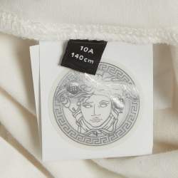 مملوكة مسبقًا مجموعة تي شيرت قطن أبيض ووردي وتنورة ماكسي فيرساتشي 10 سنوات