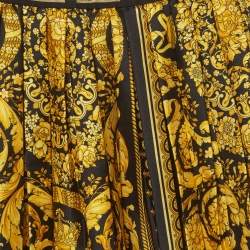 Pre Owned Versace Kids Black Barocco Print Silk Pleated Mini Skirt 8Yrs