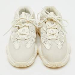 Pre Owned Yeezy x Adidas White Mesh, Suede and Leather Yeezy 500 Bone White (Kids) Sneakers Size 30