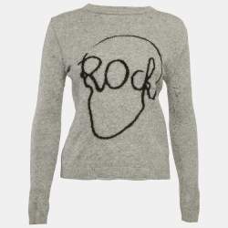 Zadig & Voltaire Kids Grey Skull Rock Pattern Wool Crew Neck Sweater 14 Yrs
