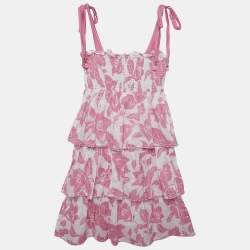 Zimmermann White/Pink Floral Print Cotton Tiered Dress (10 Yrs)