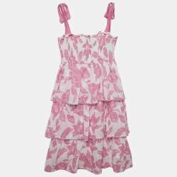 Zimmermann White/Pink Floral Print Cotton Tiered Dress (10 Yrs)